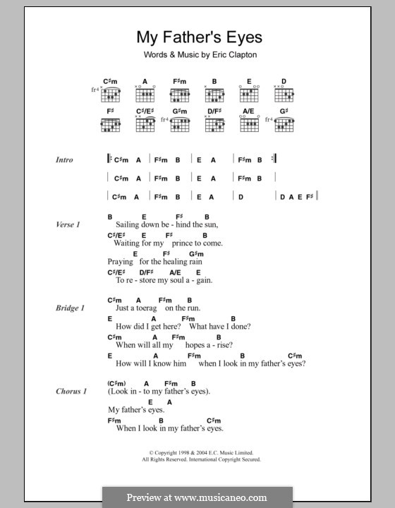 My Father's Eyes: Lyrics and chords by Eric Clapton