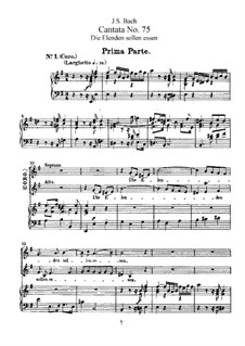 Die Elenden sollen essen, BWV 75: Arrangement for voices and piano by Johann Sebastian Bach