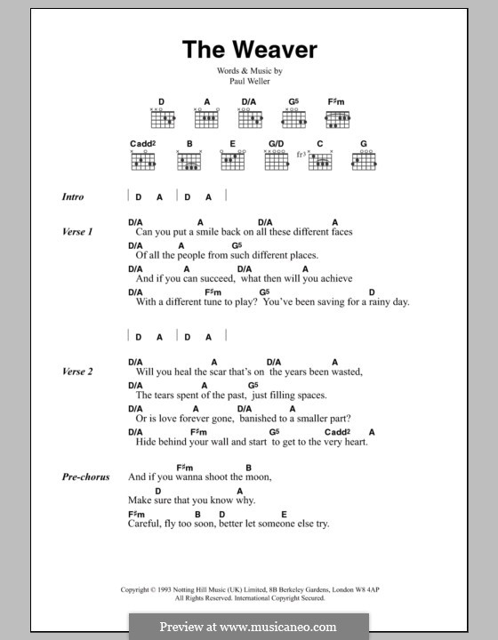 The Weaver: Lyrics and chords by Paul Weller