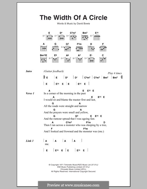 The Width of a Circle: Lyrics and chords by David Bowie