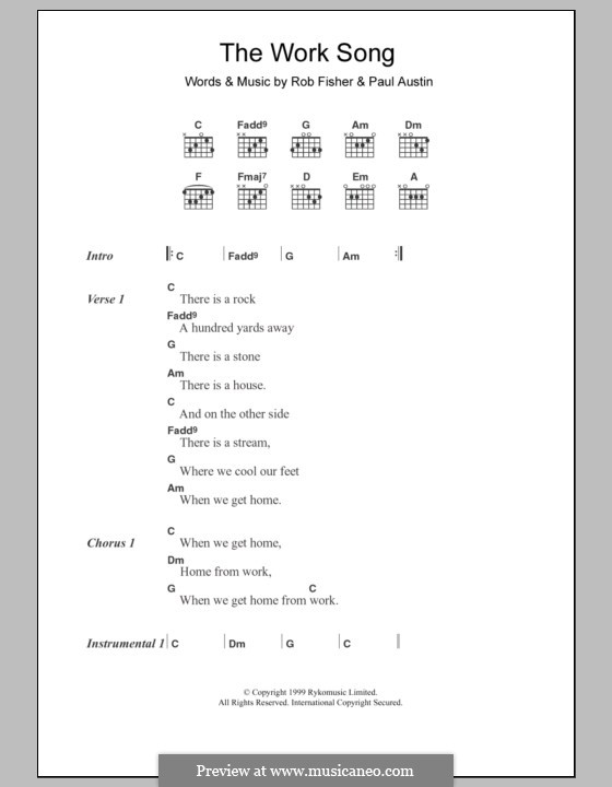 The Work Song (Willard Grant Conspiracy): Lyrics and chords by Paul Austin, Robert Fisher