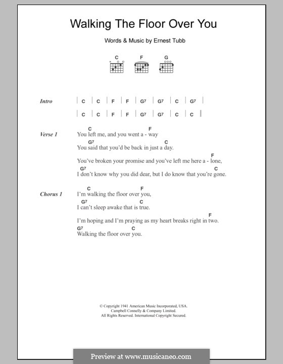 Walking The Floor Over You By E Tubb Sheet Music On Musicaneo