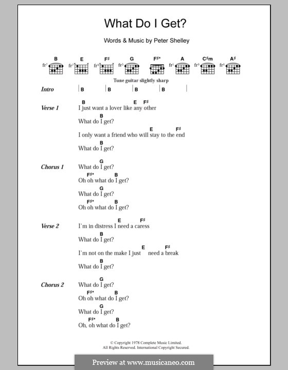 What Do I Get? (The Buzzcocks): Lyrics and chords by Pete Shelley