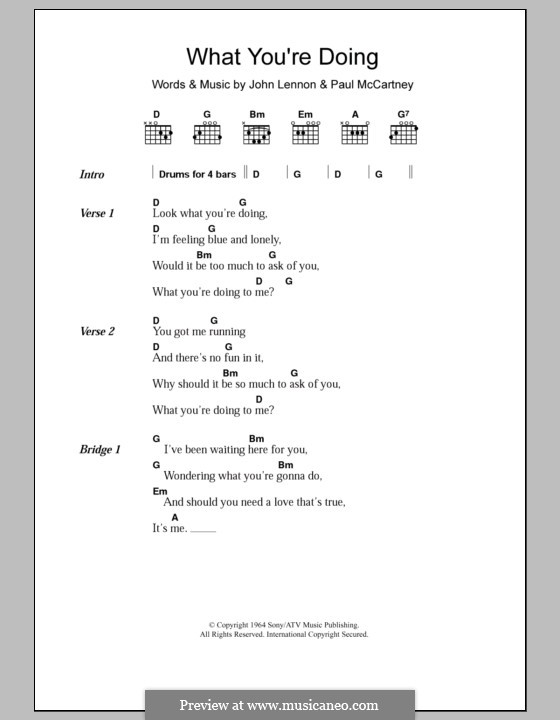 What You're Doing (The Beatles): Lyrics and chords by John Lennon, Paul McCartney