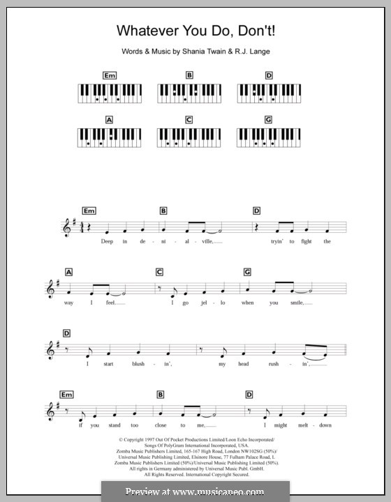 Whatever You Do, Don't!: For keyboard by Robert John Lange, Shania Twain