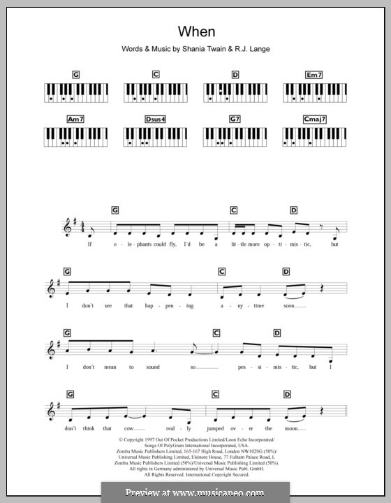When: For keyboard by Robert John Lange, Shania Twain