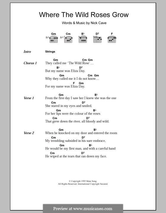 Where the Wild Roses Grow: Lyrics and chords by Nick Cave