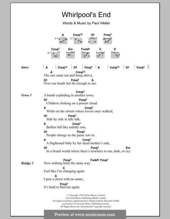 Whirlpool's End: Lyrics and chords by Paul Weller