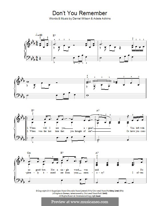 Don't You Remember: For easy piano by Adele, Daniel Wilson