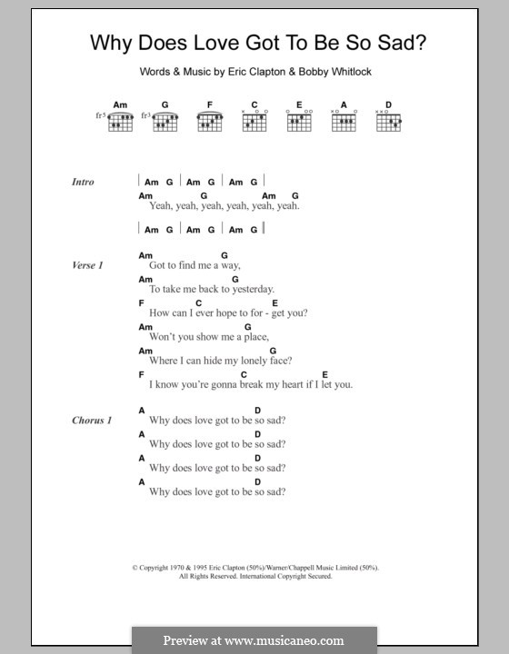 Why Does Love Got To Be So Sad? (Derek and The Dominos): Lyrics and chords by Bobby Whitlock, Eric Clapton