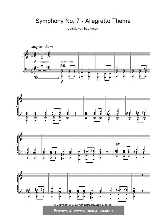Movement II: Theme. Version for piano by Ludwig van Beethoven