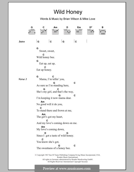 Wild Honey (The Beach Boys): Lyrics and chords by Brian Wilson, Mike Love