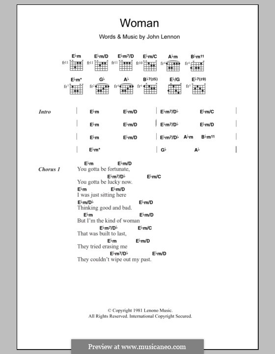 Woman: Lyrics and chords by John Lennon