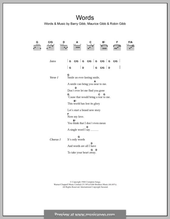 Words The Bee Gees By B Gibb M Gibb R Gibb On Musicaneo