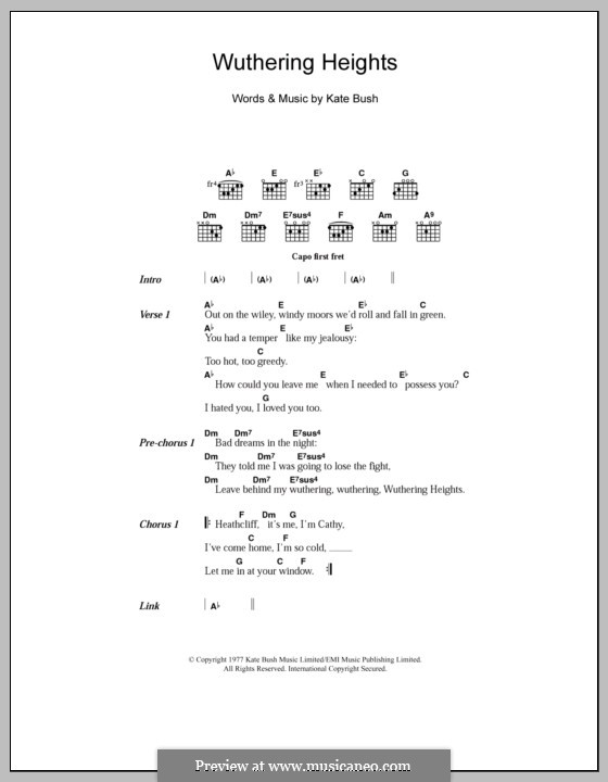 Wuthering Heights: Lyrics and chords by Kate Bush