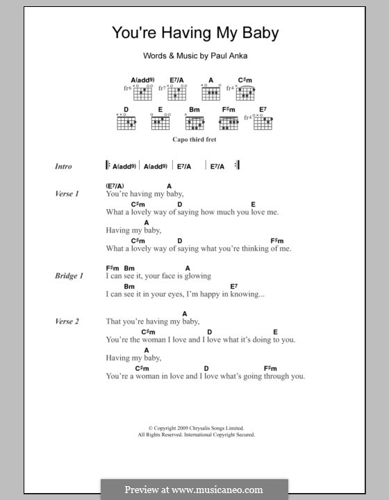 You're Having My Baby: Lyrics and chords by Paul Anka