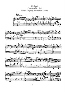 Ich bin vergnügt mit meinem Glücke, BWV 84: Piano-vocal score by Johann Sebastian Bach