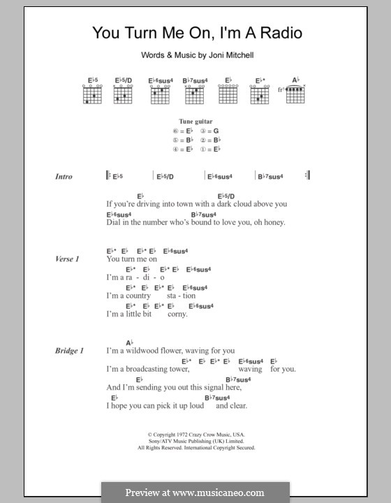 You Turn Me on I'm a Radio: Lyrics and chords by Joni Mitchell