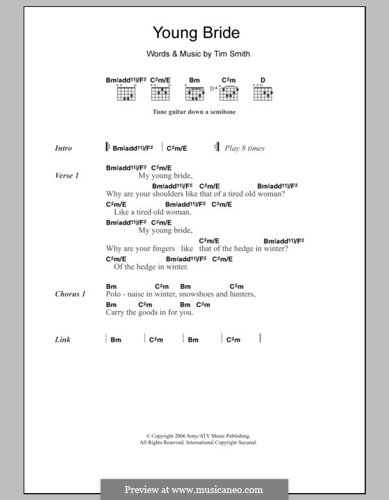 Young Bride (Midlake): Lyrics and chords by Tim Smith