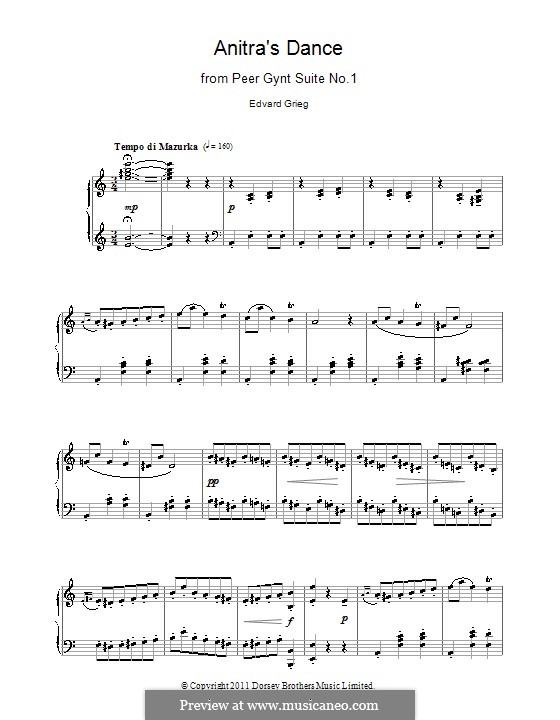 Suite No.1. Anitra's Dance, Op.46 No.3: For piano (high quality sheet music) by Edvard Grieg