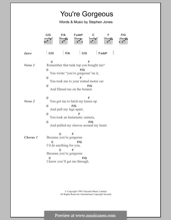 You're Gorgeous (Babybird): Lyrics and chords by Stephen Jones