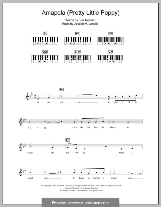 Amapola (Pretty Little Poppy): For keyboard by Joseph M. Lacalle