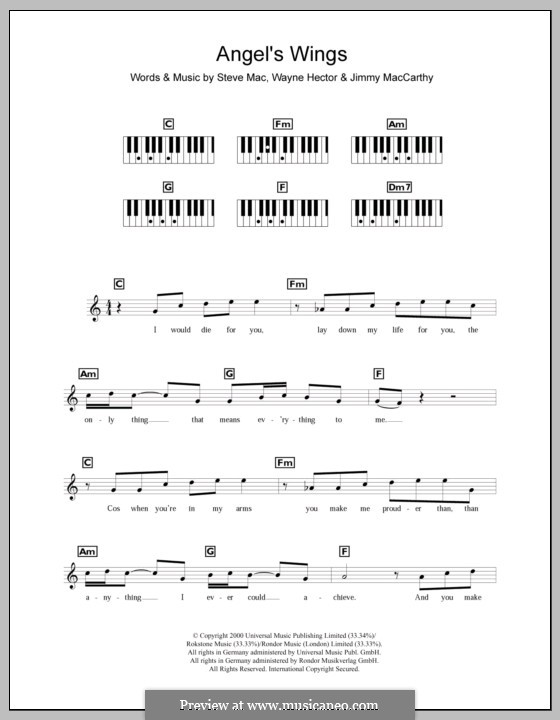 Angel's Wings (Westlife): For keyboard by Jimmy MacCarthy, Steve Mac, Wayne Anthony Hector