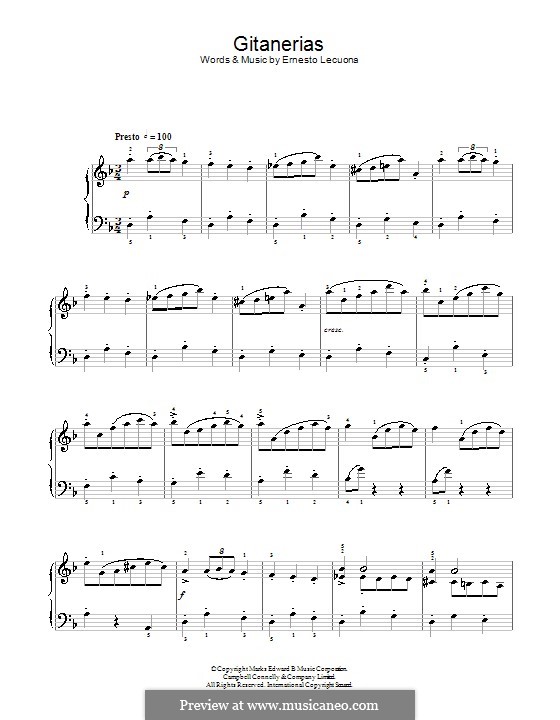 Gitanerias: For piano by Ernesto Lecuona
