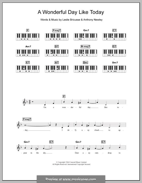 A Wonderful Day Like Today: For keyboard by Anthony Newley