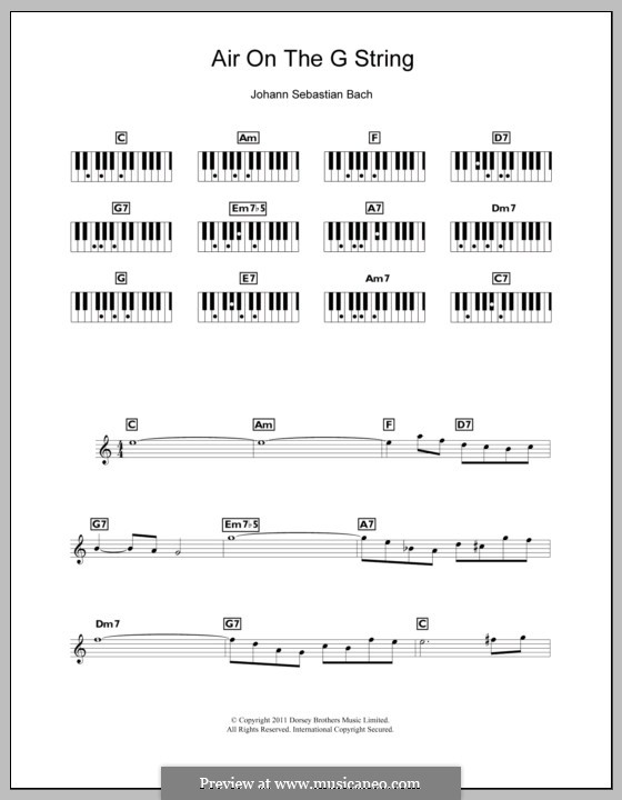 Aria (Printable Scores): Version for keyboard by Johann Sebastian Bach