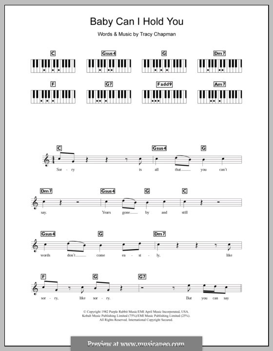 Baby Can I Hold You (Boyzone): For keyboard by Tracy Chapman