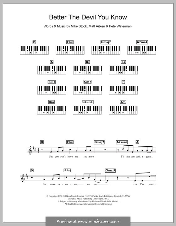 Better the Devil You Know: For keyboard (Steps) by Matt Aitken, Mike Stock, Pete Waterman