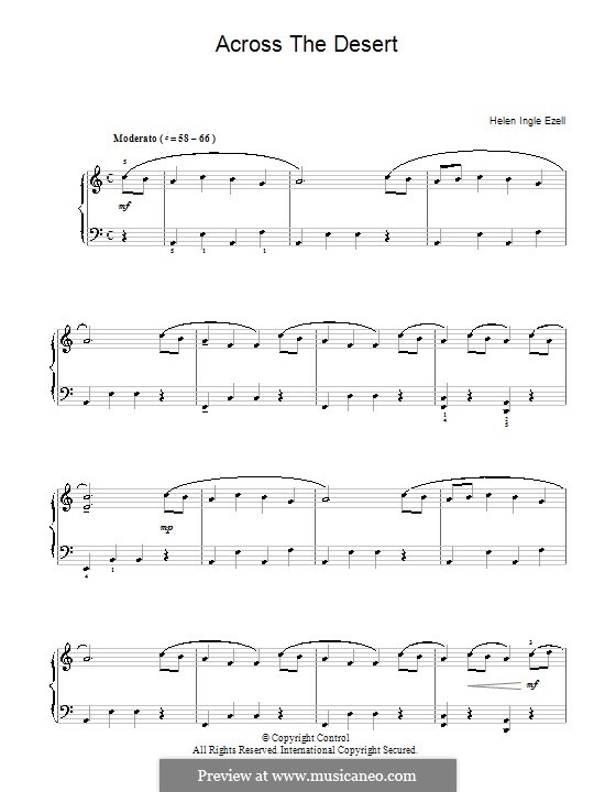 Across the Desert: For piano by Helen Ingle Ezell