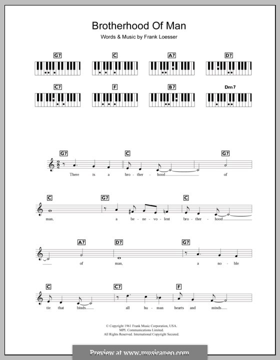 Brotherhood of Man: For keyboard by Frank Loesser