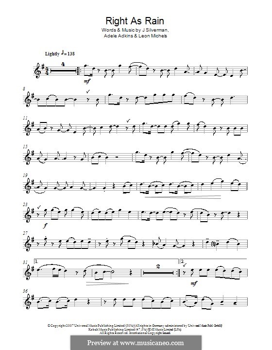 Right as Rain: For flute by Adele, Jeffrey Silverman, Leon Michels