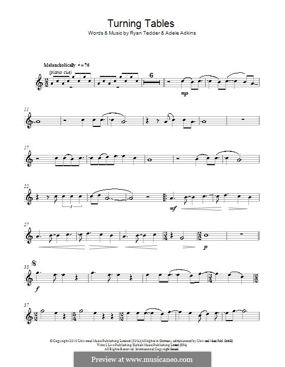 Turning Tables: For alto saxophone by Adele, Ryan B Tedder