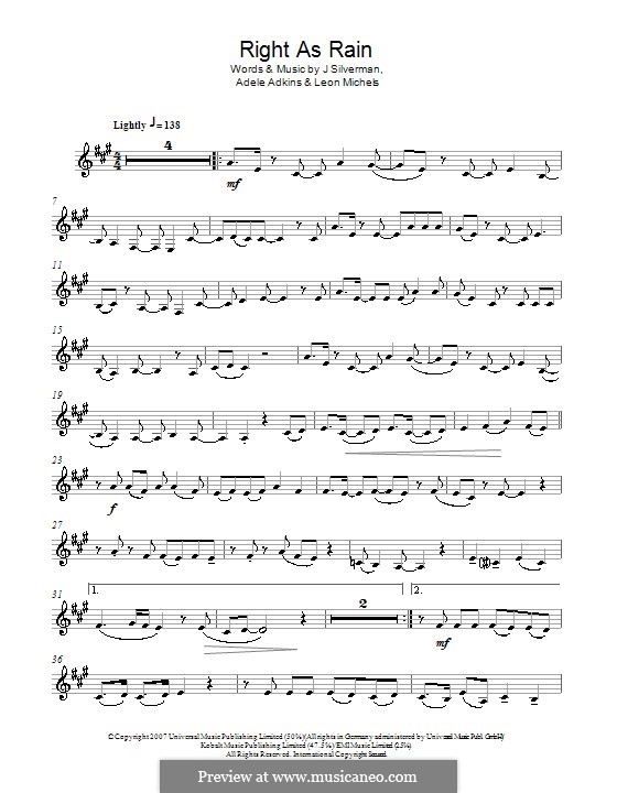 Right as Rain: For clarinet by Adele, Jeffrey Silverman, Leon Michels