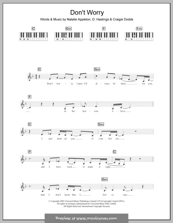 Don't Worry (Appleton): For keyboard by Craigie Dodds, D. Hastings, Natalie Appleton