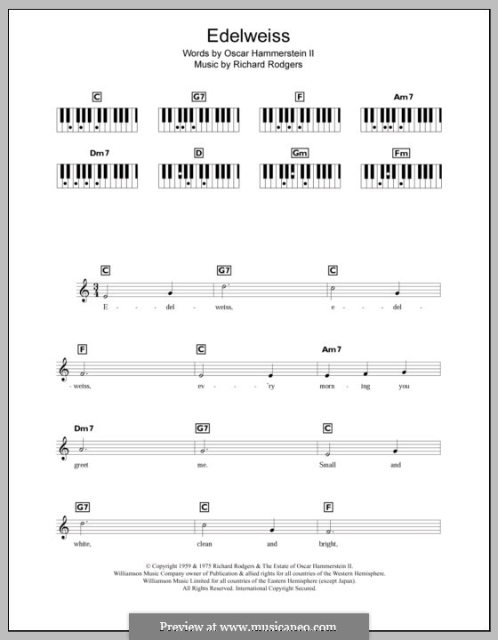 Edelweiss (from The Sound of Music): For keyboard by Richard Rodgers