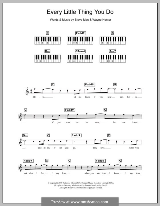Every Little Thing You Do (Westlife): For keyboard by Steve Mac, Wayne Anthony Hector