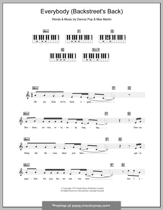 everybody backstreets back by denniz pop max martin on musicaneo backstreets sheet music