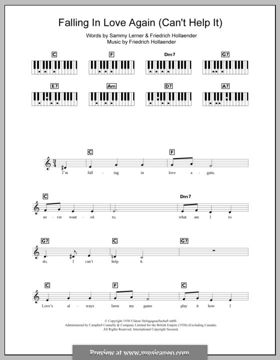 Falling in Love Again (Can't Help It): For keyboard by Friedrich Holländer
