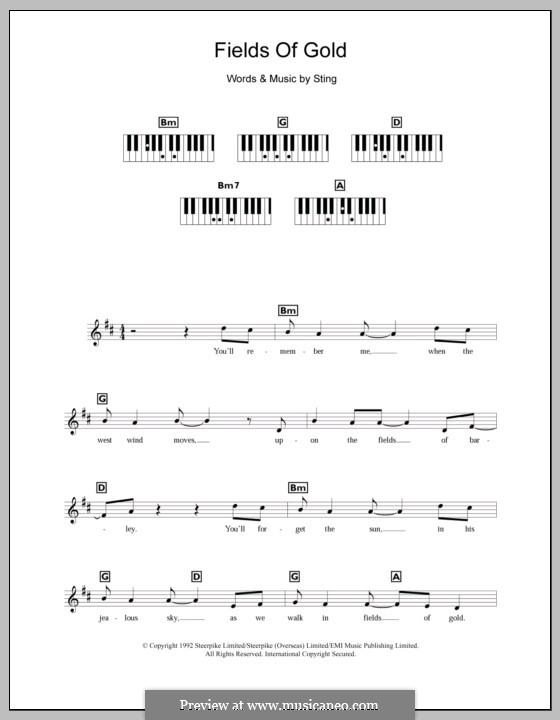 Fields of Gold: For keyboard by Sting