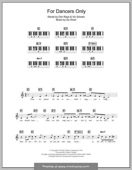 For Dancers Only: For keyboard by Sy Oliver