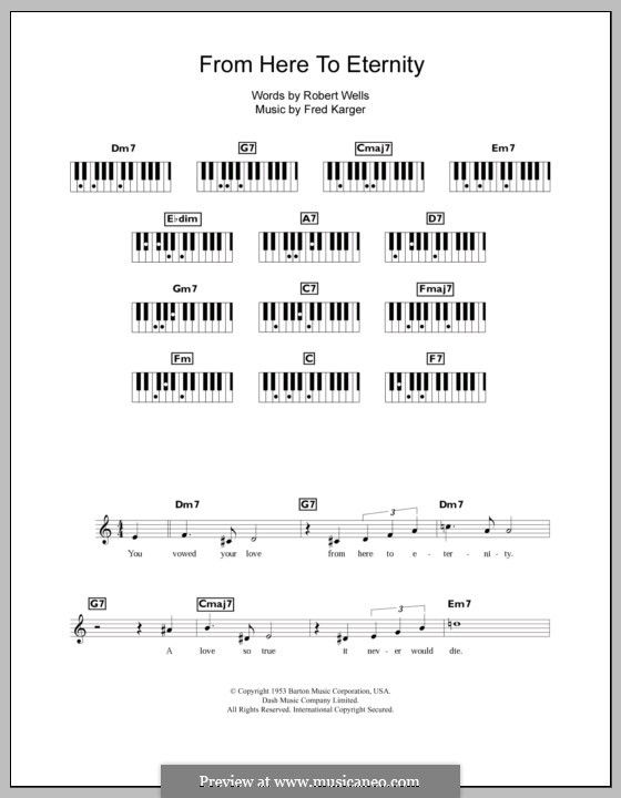 From Here To Eternity (Frank Sinatra): For keyboard by Fred Karger