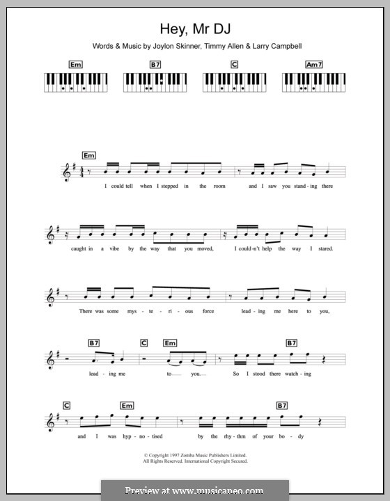 Hey, Mr DJ (Backstreet Boys): For keyboard by Joylon Skinner, Larry Campbell, Timmy Allen