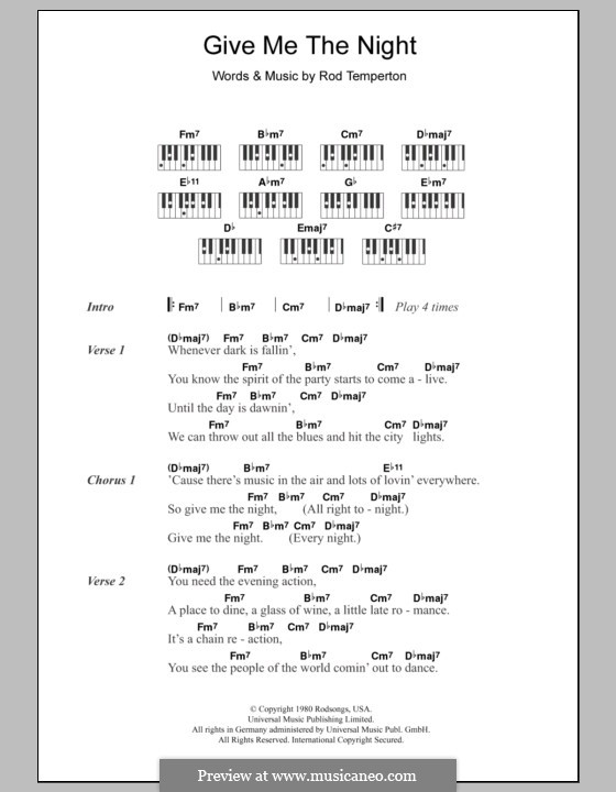 Give me the night by r temperton sheet music on musicaneo