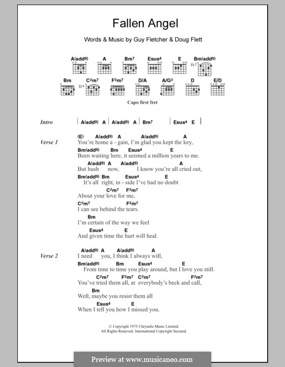 Fallen Angel (The Four Seasons): Lyrics and chords by Doug Flett, Guy Fletcher