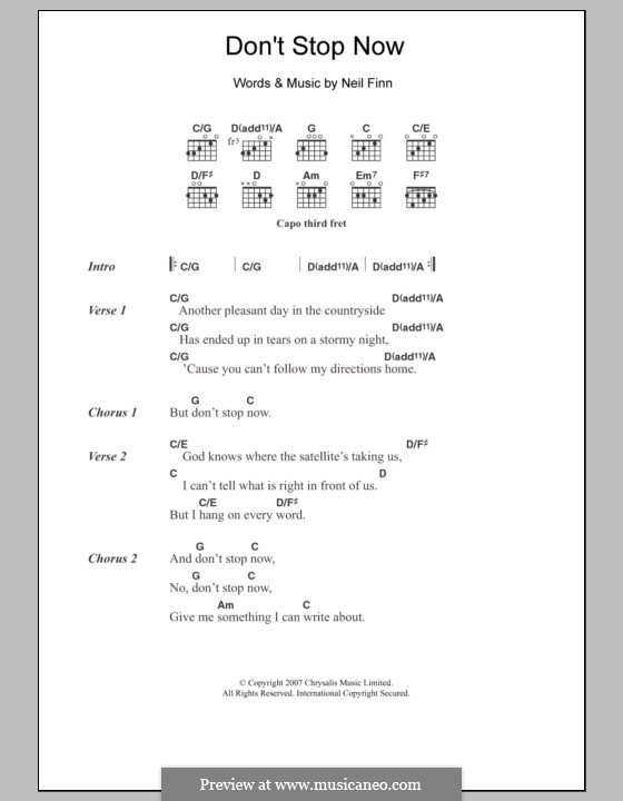 Don't Stop Now (Crowded House): Lyrics and chords by Neil Finn