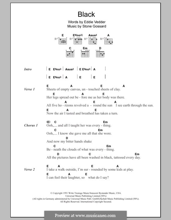 Black (Pearl Jam): Lyrics and chords by Stone Gossard